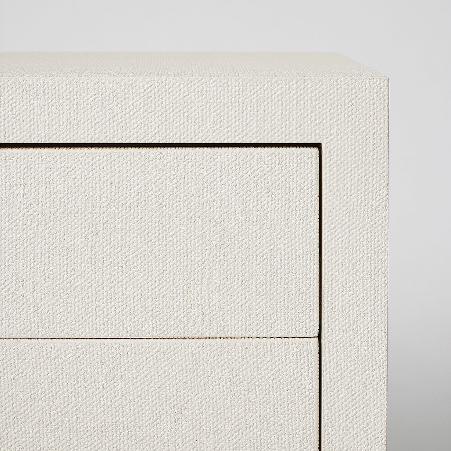 Montaigne White Tall Bedside Chest in wood Natural White finish, shown to scale