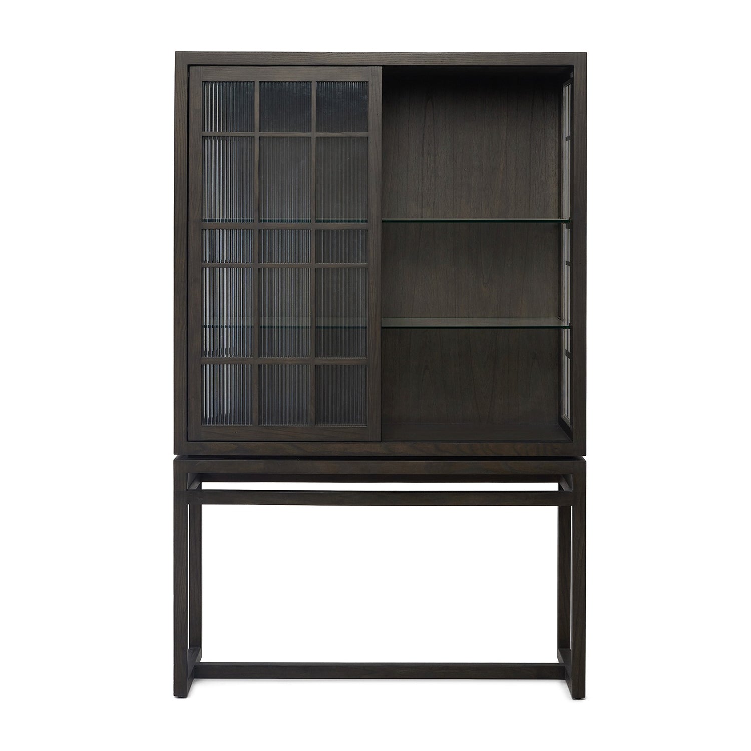 Hadley Cinder Cabinet styled in a room to show its cabinet scale and proportions