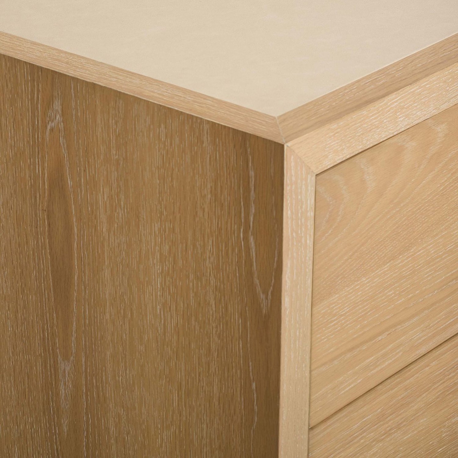 Montaigne Saddle 6 Drawer Chest styled in a room to show its dresser scale and proportions
