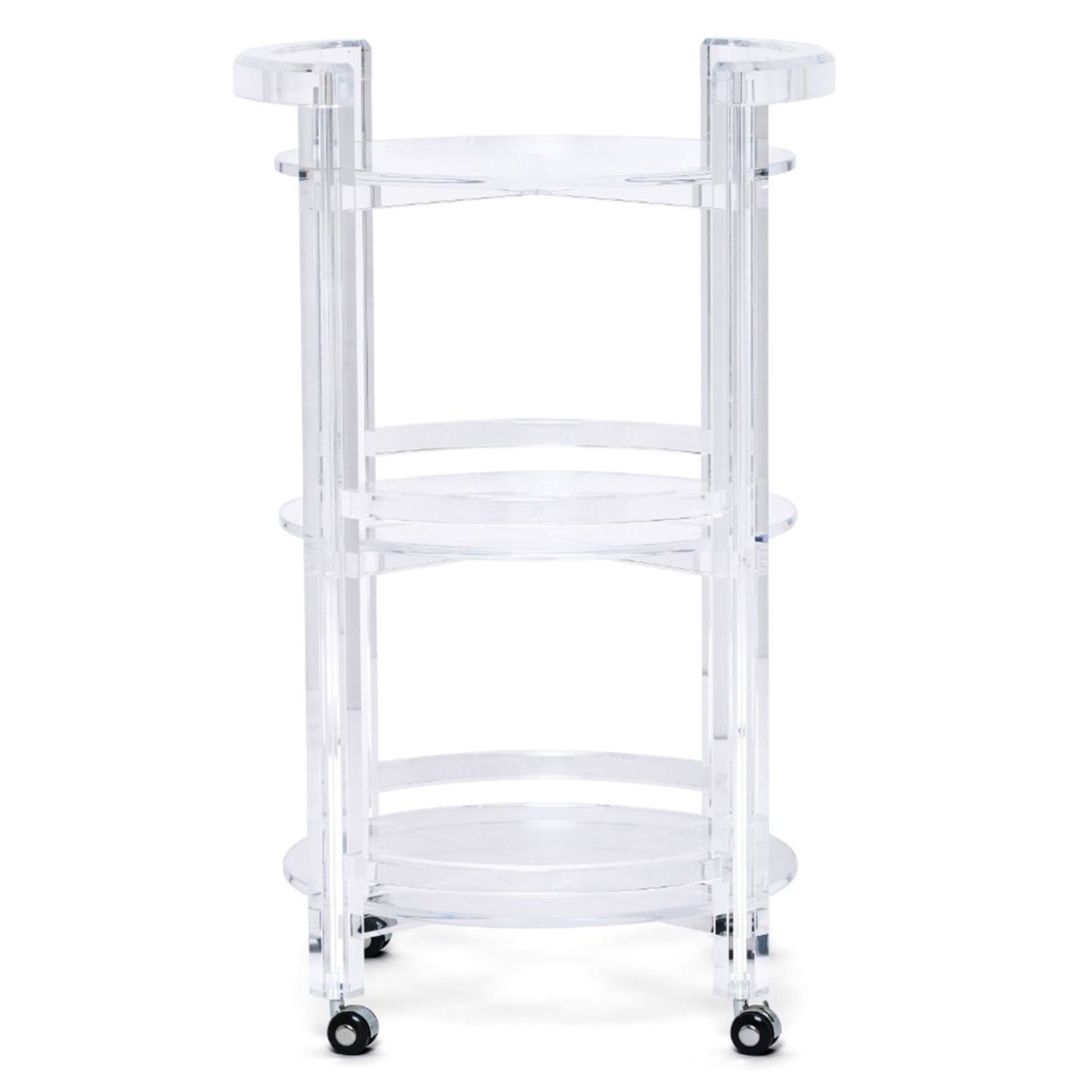 Diego Acrylic Bar Cart styled in a room to show its bar cart scale and proportions