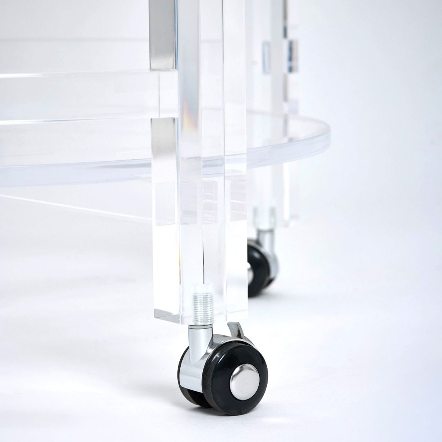 Close-up of the Acrylic finish on the Diego Acrylic Bar Cart