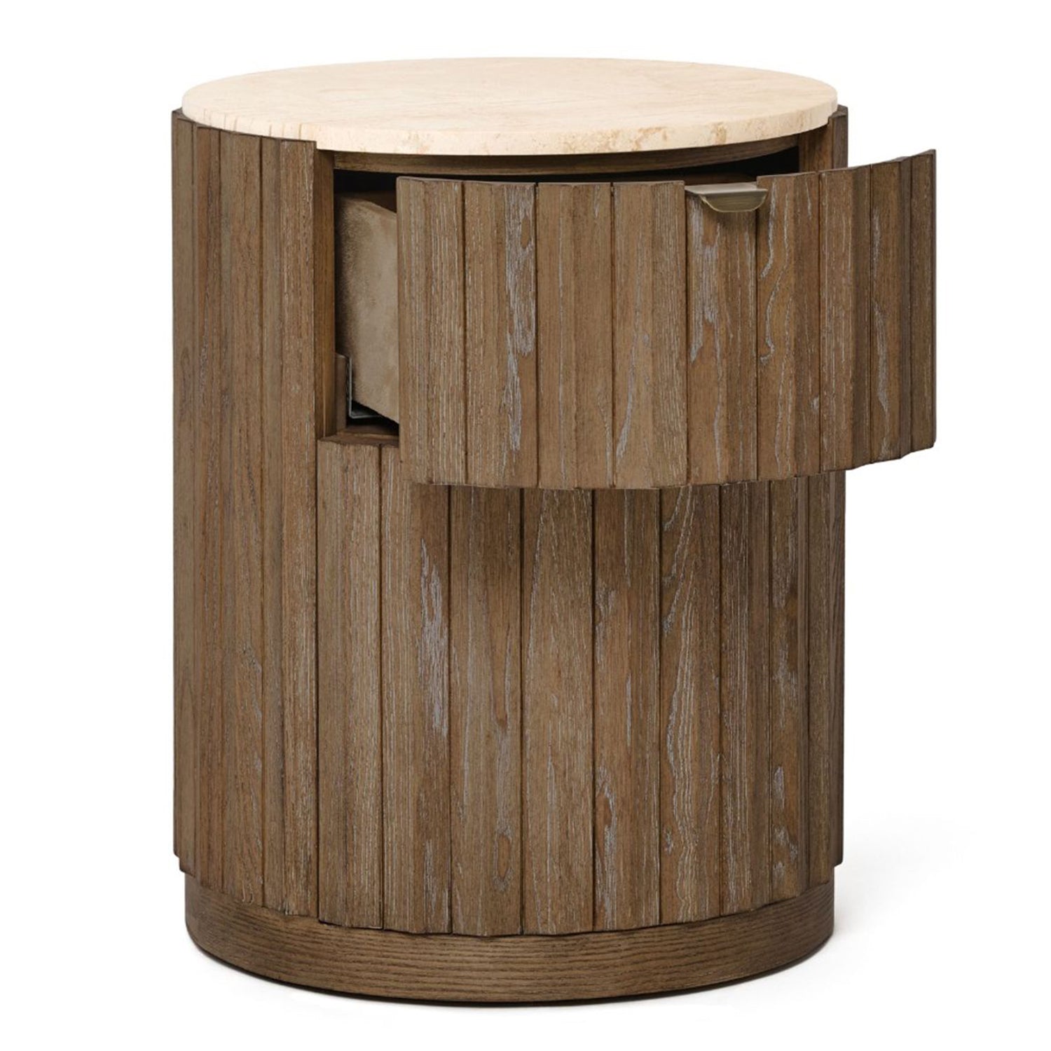 Detail of the Montauk Autumn Brown Bedside Chest highlighting the ash construction