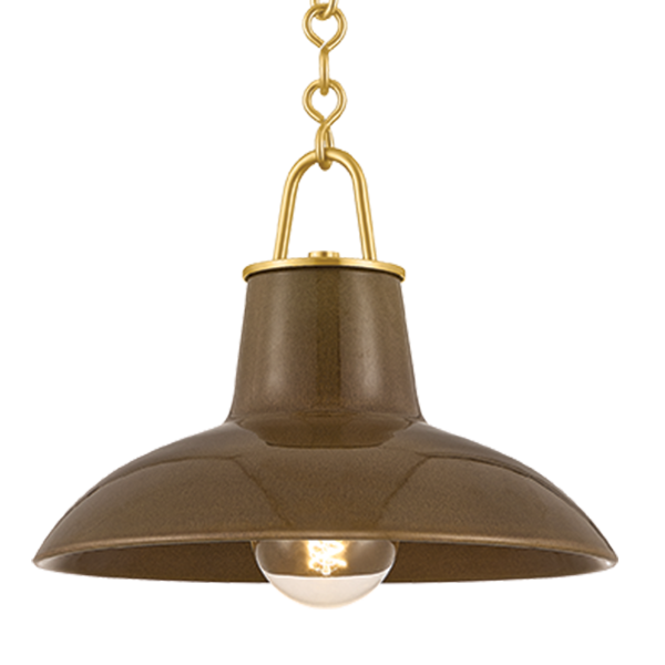 Hudson Valley Lighting Pottersville Small Pendant in Aged Brass, primary product view