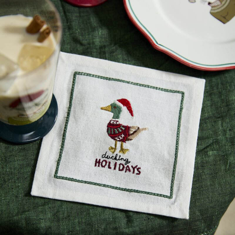 Paynes Gray Tipsy Critter Cocktail Napkin - Thumbnail 2