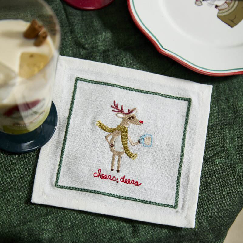 Paynes Gray Tipsy Critter Cocktail Napkin - Thumbnail 3
