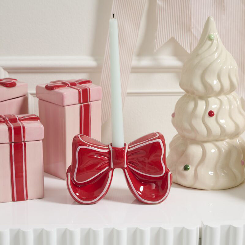 Big Red Bow Candleholder