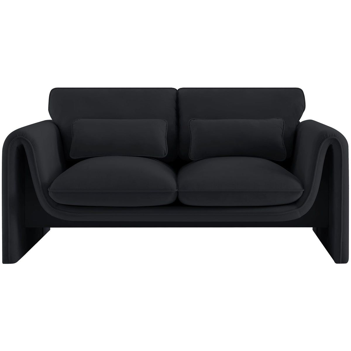 Sloan 64in Black Velvet Upholstered Loveseat