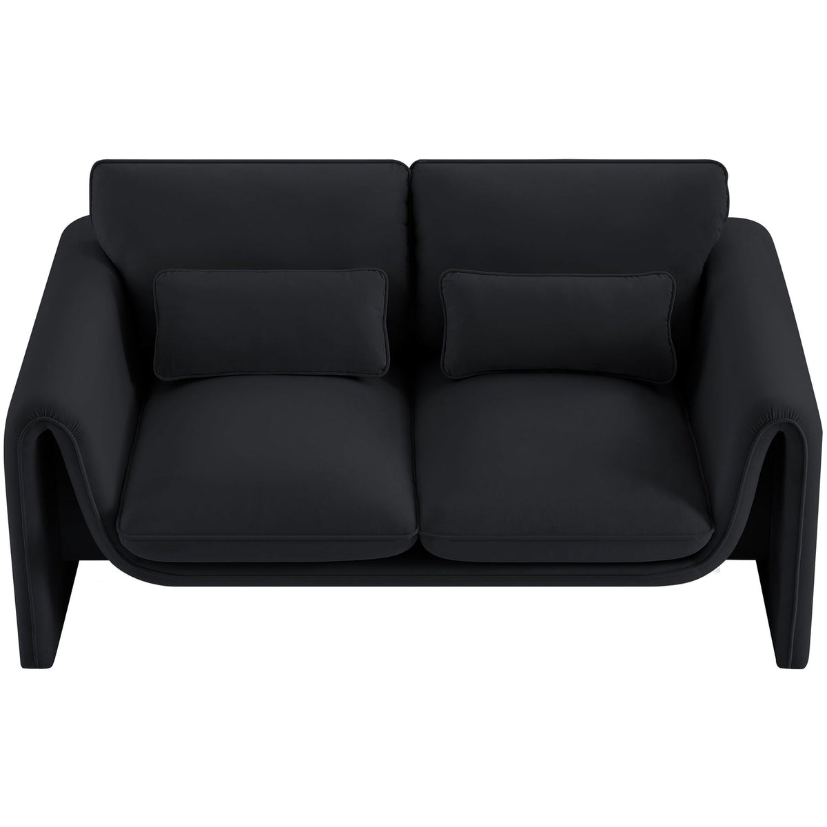 Sloan 64in Black Velvet Upholstered Loveseat