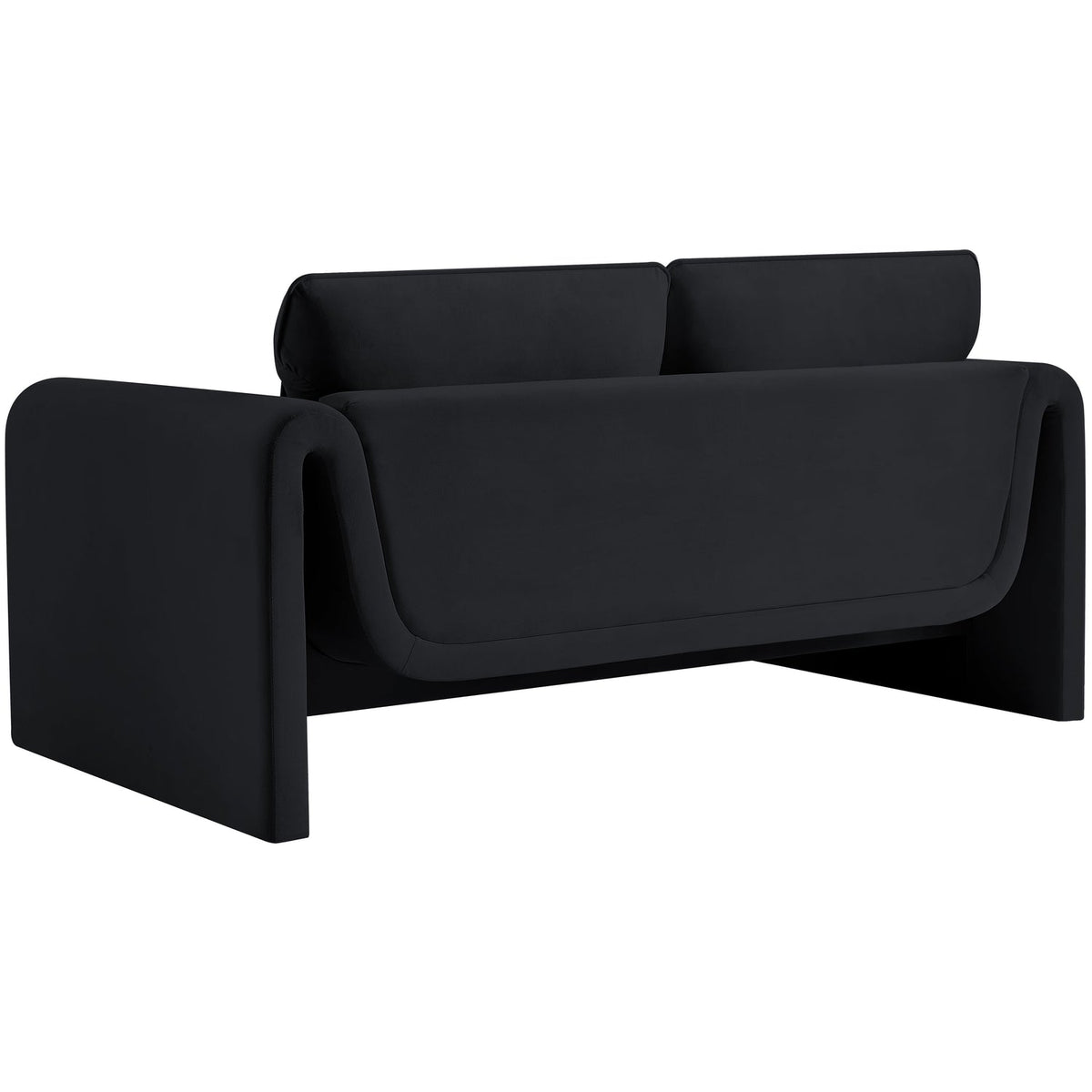 Sloan 64in Black Velvet Upholstered Loveseat