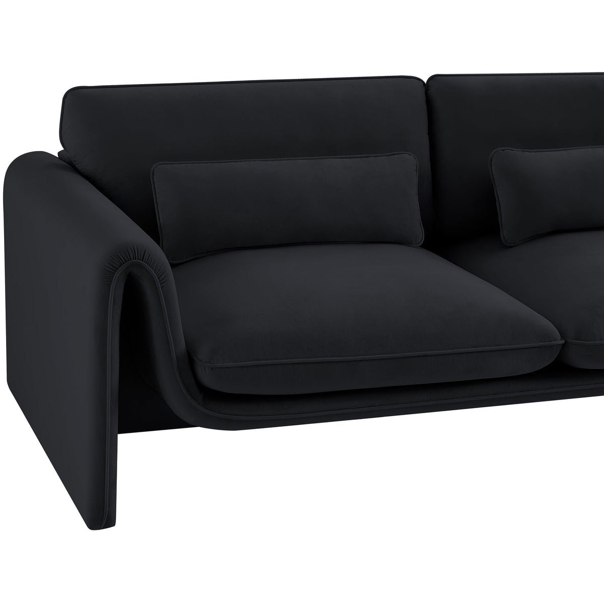 Sloan 64in Black Velvet Upholstered Loveseat