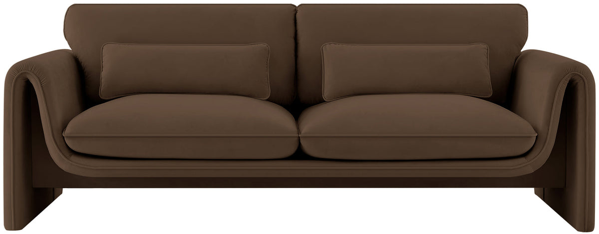 Sloan 86in Brown Velvet Upholstered Sofa