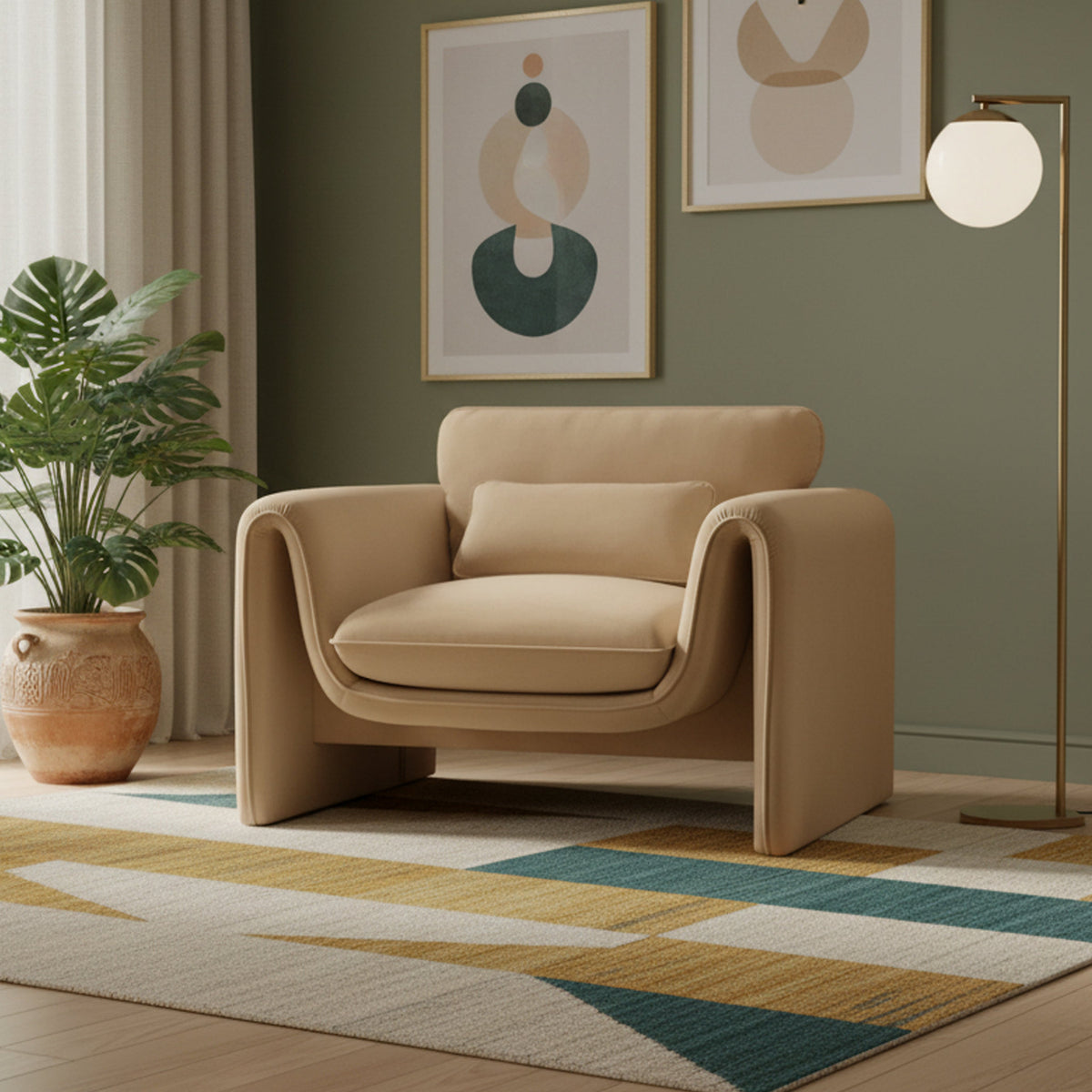 Sloan Camel Velvet Upholstered Chair