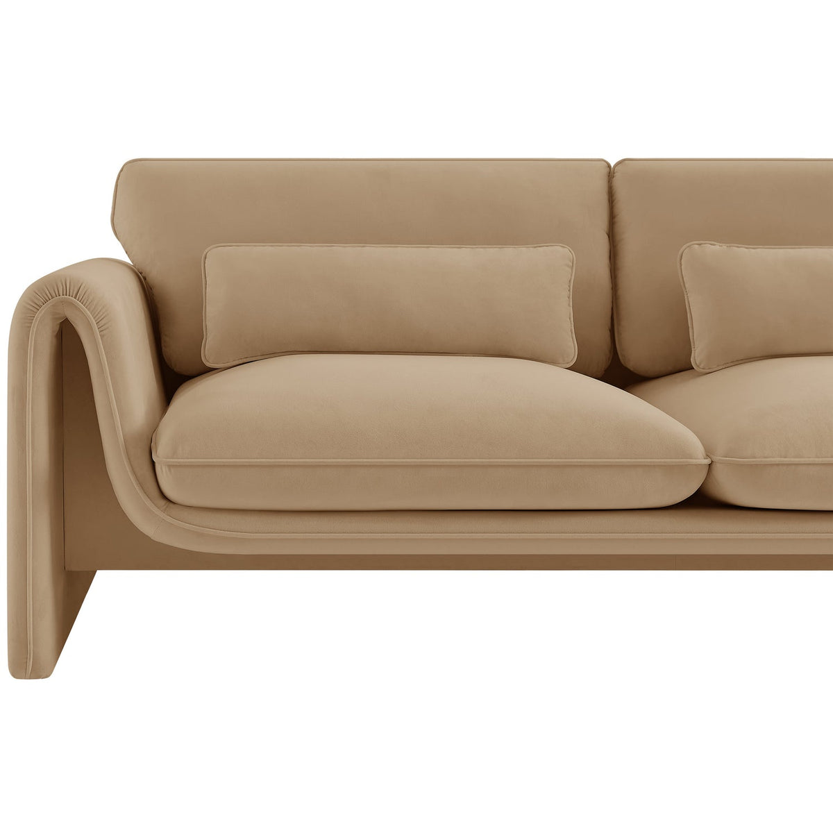 Sloan 6 4in Camel Velvet Upholstered Loveseat