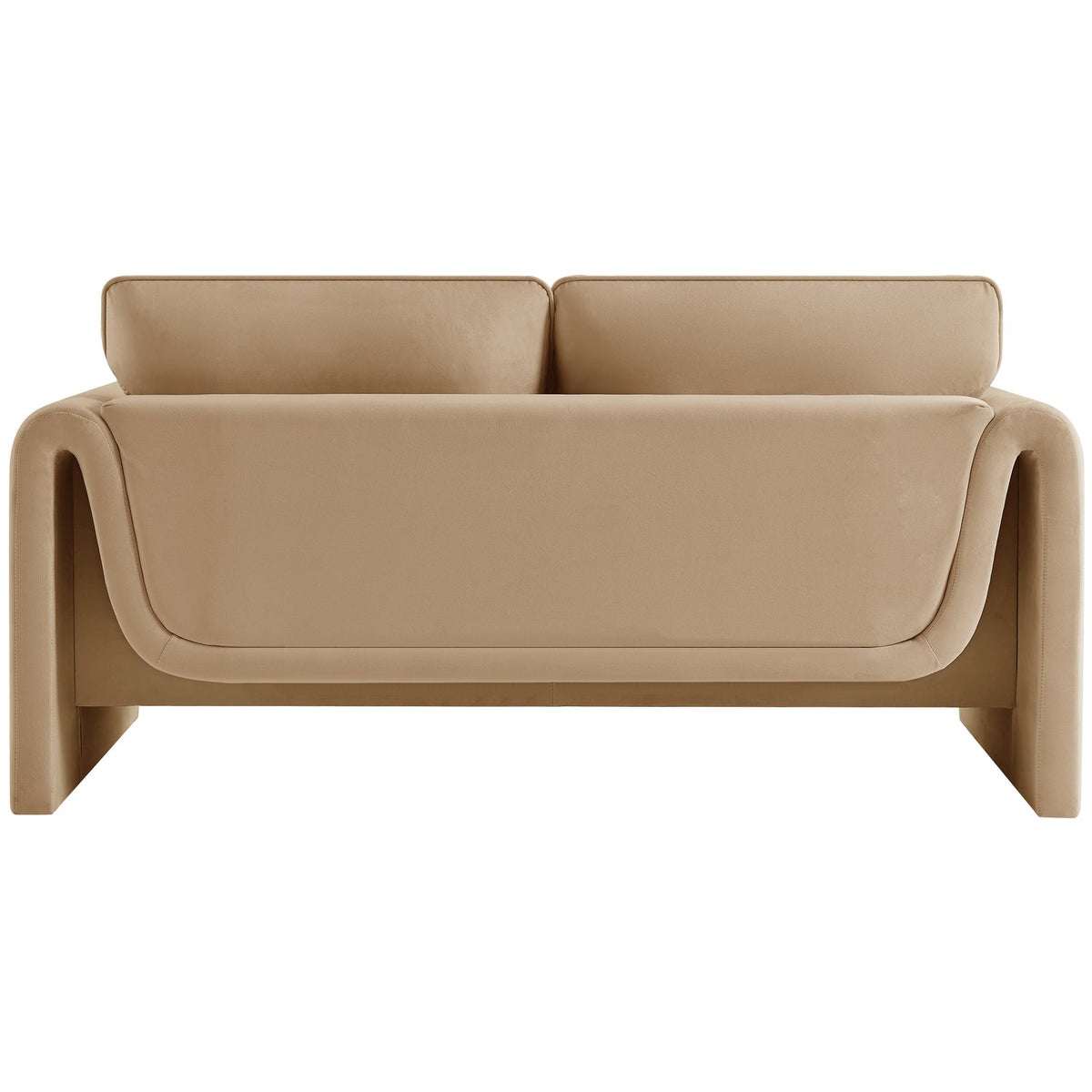 Sloan 6 4in Camel Velvet Upholstered Loveseat