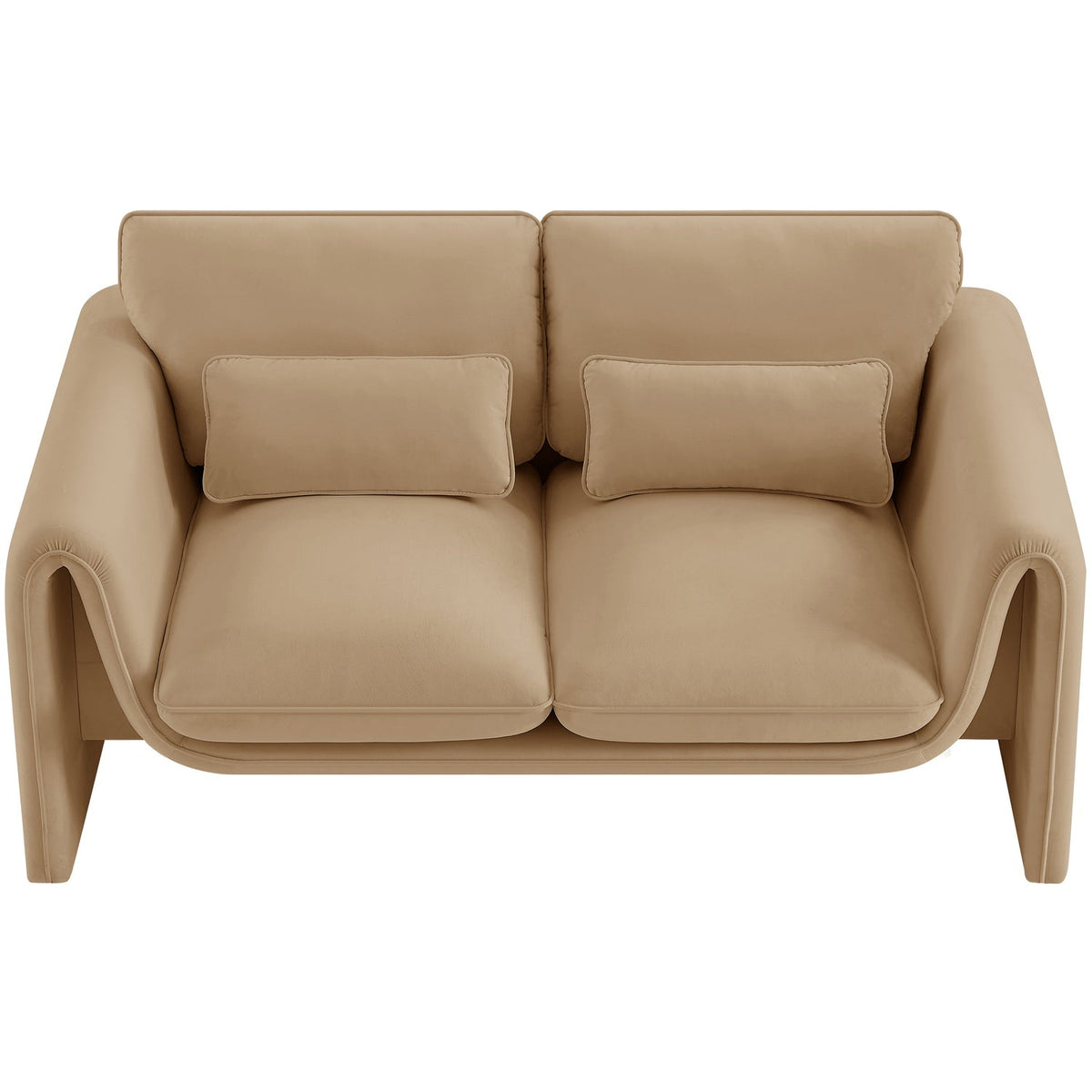 Sloan 6 4in Camel Velvet Upholstered Loveseat