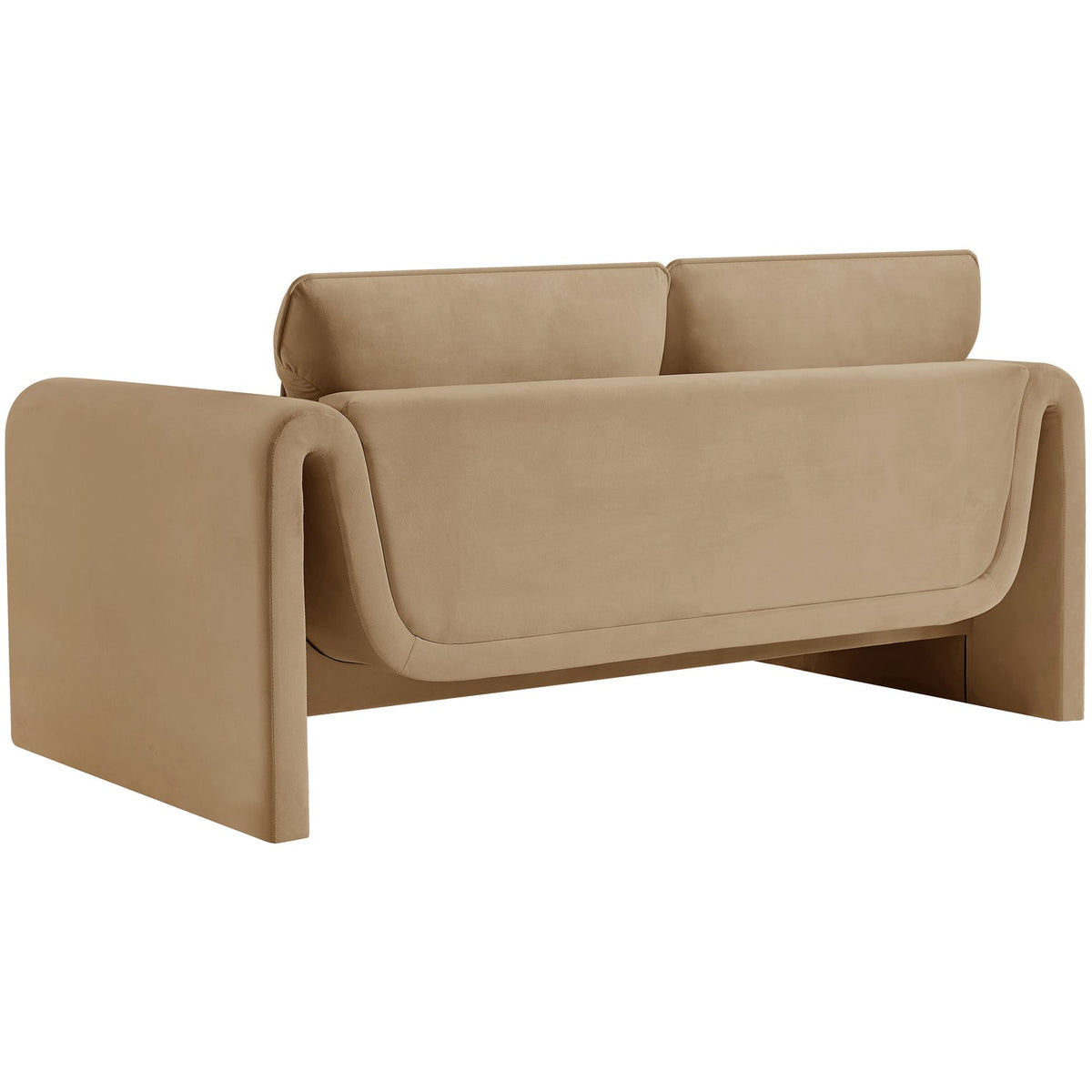 Sloan 6 4in Camel Velvet Upholstered Loveseat