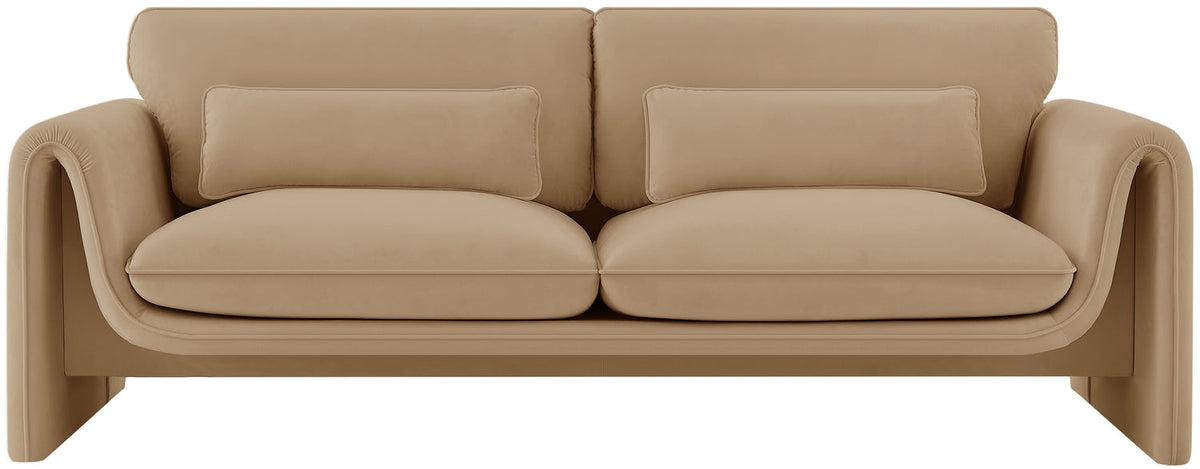 Sloan 8 6in Camel Velvet Upholstered Sofa