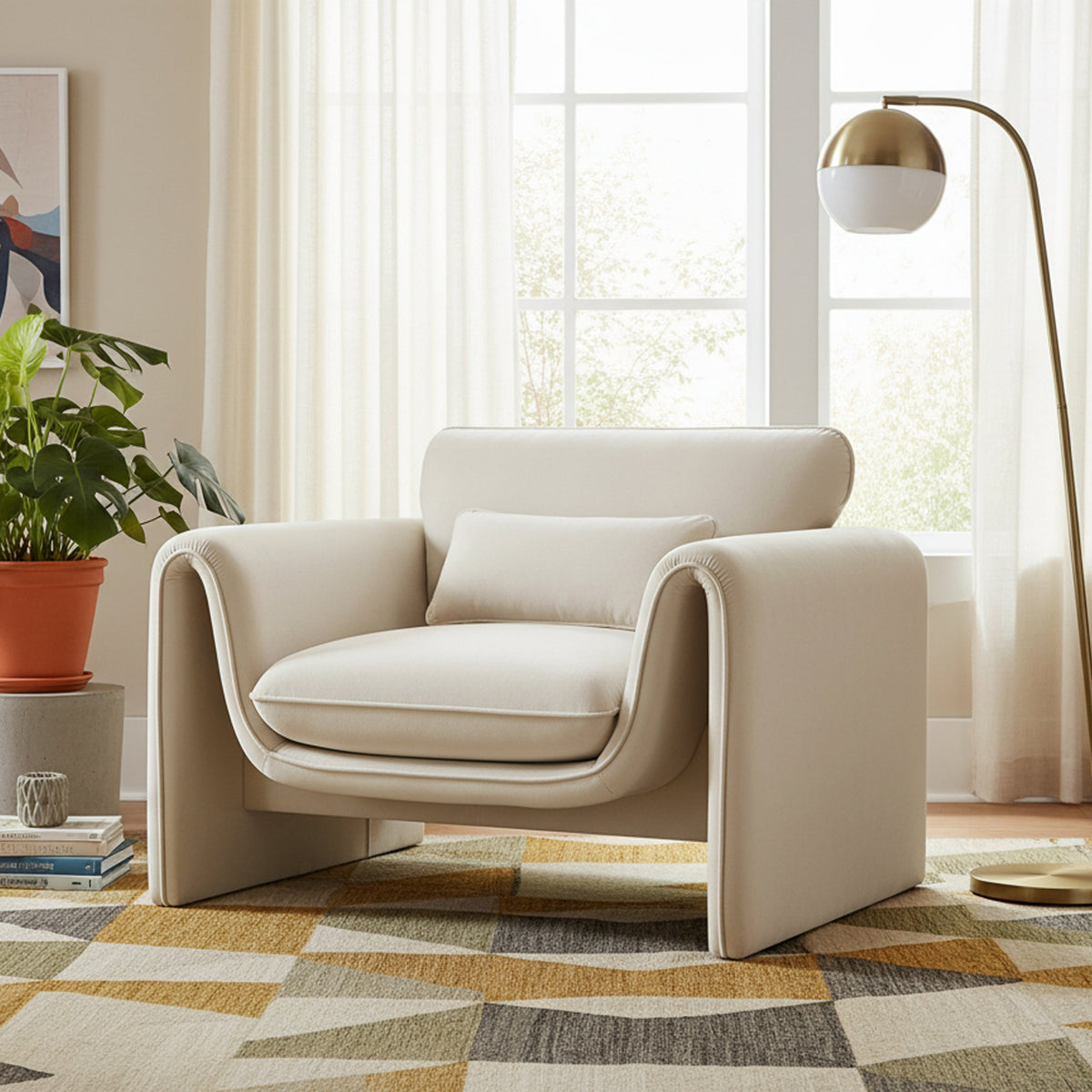 Sloan Cream Velvet Upholstered Chair