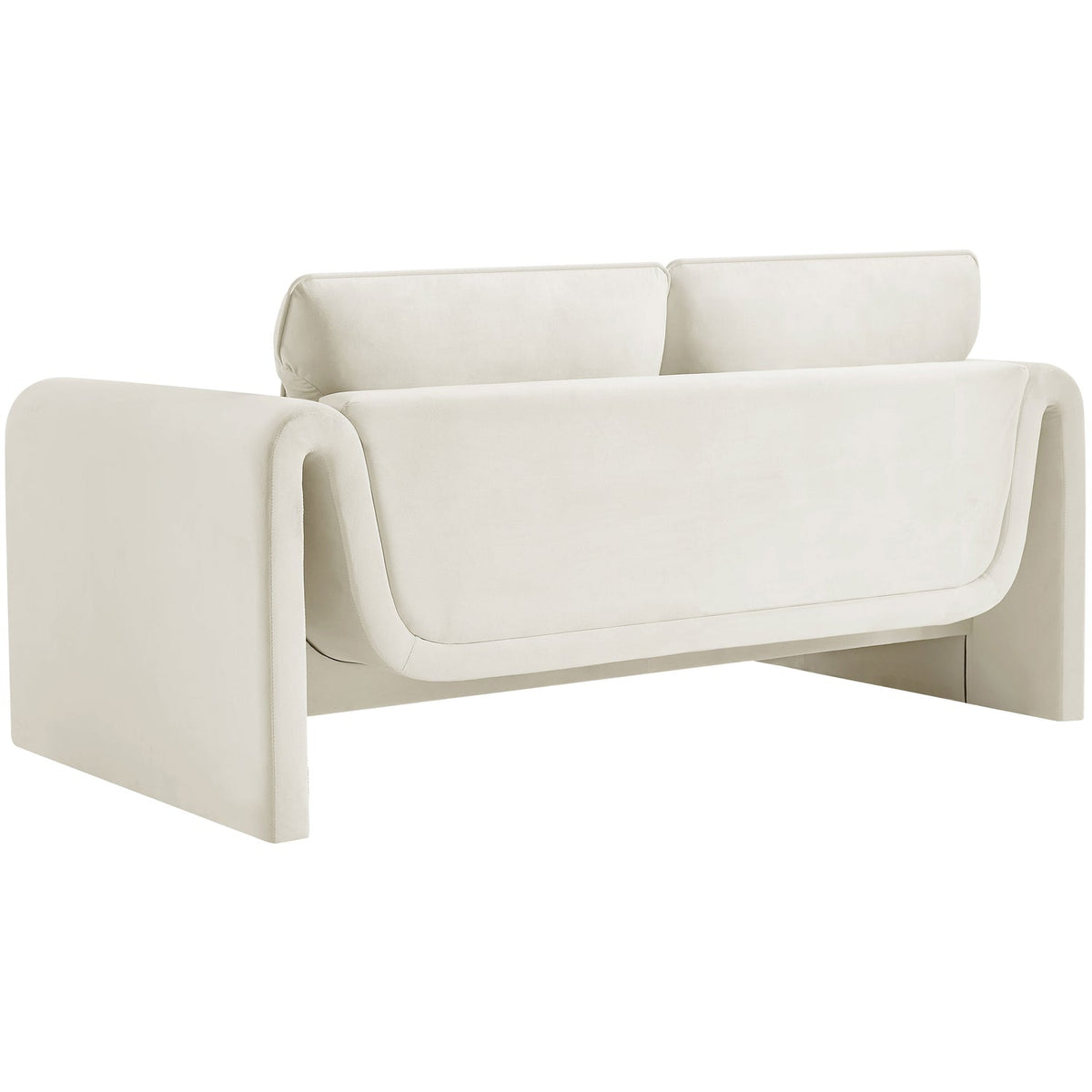 Sloan 64in Cream Velvet Upholstered Loveseat
