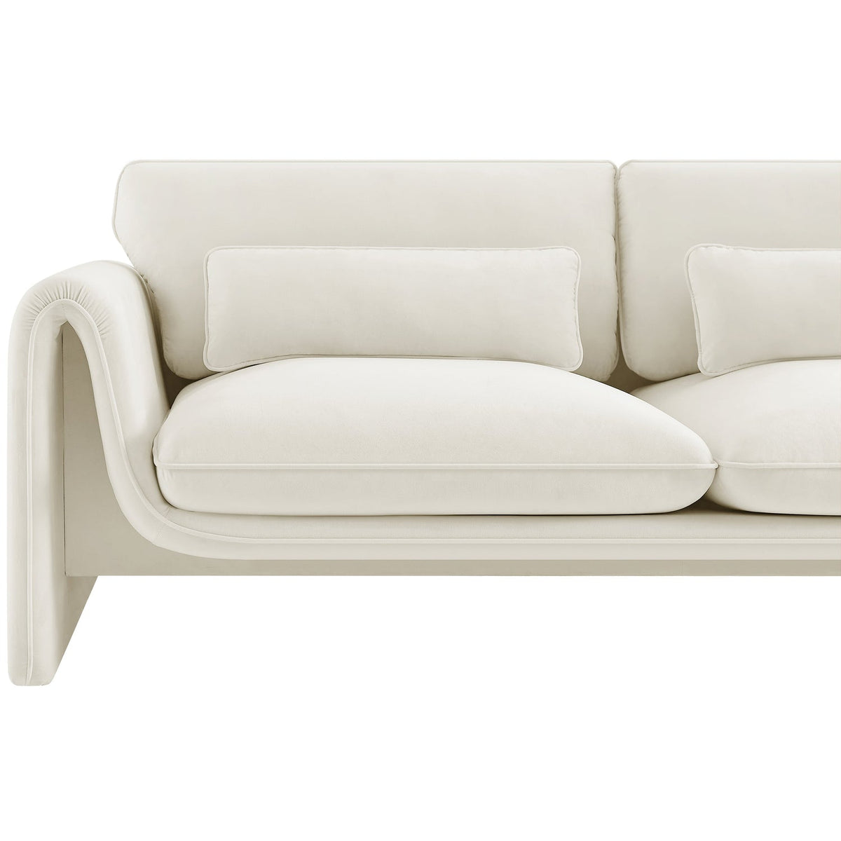 Sloan 86in Cream Velvet Upholstered Sofa