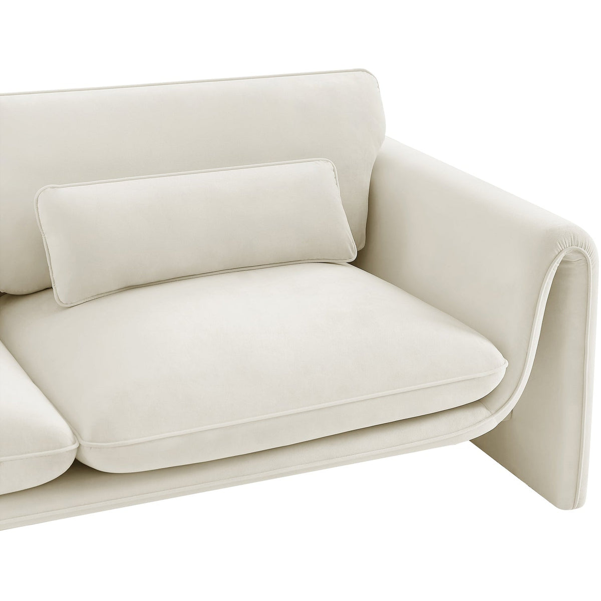 Sloan 86in Cream Velvet Upholstered Sofa