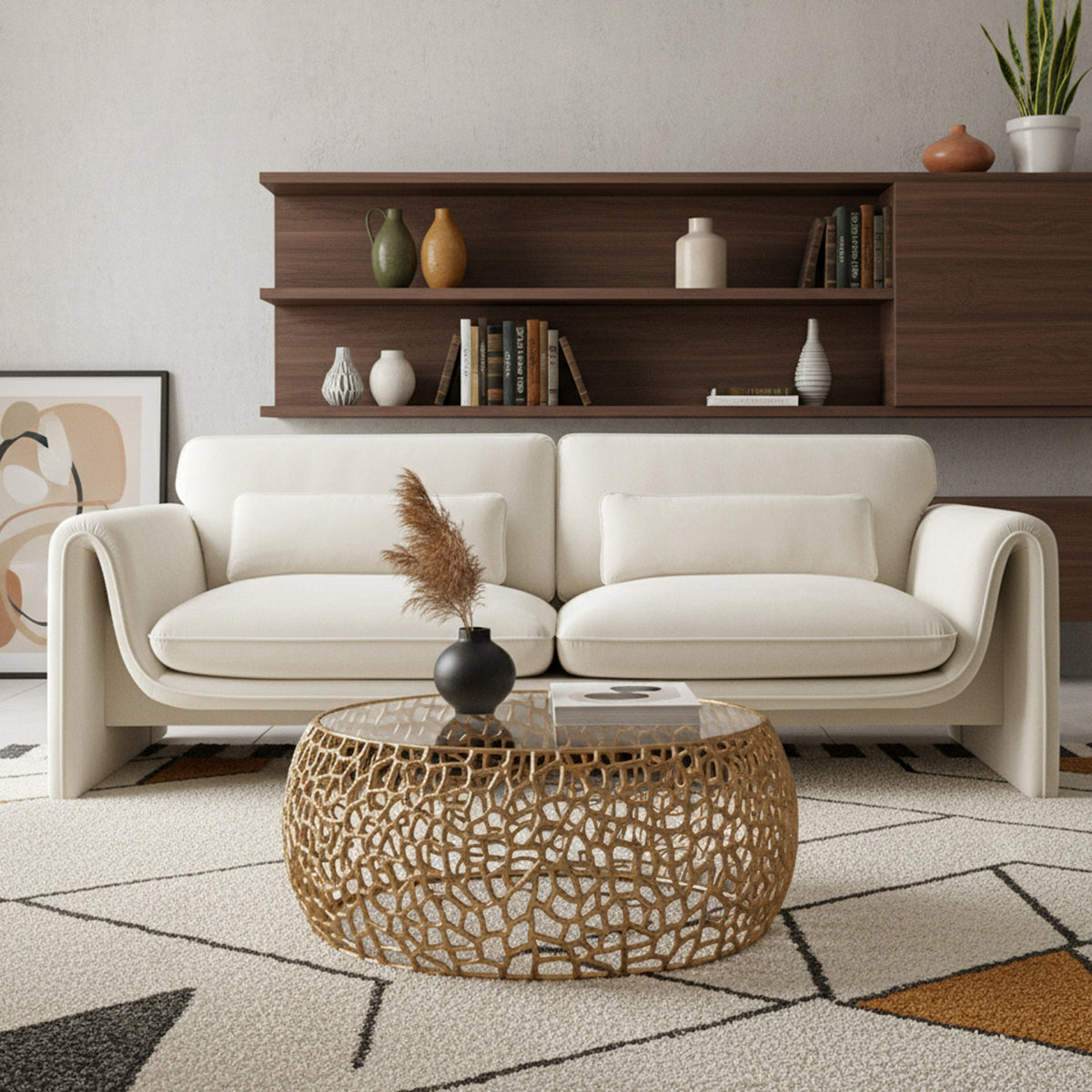 Sloan 8 6in Cream Velvet Upholstered Sofa