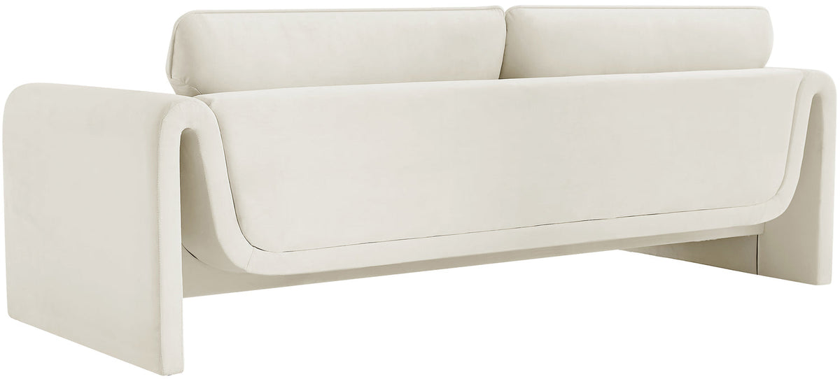 Sloan 86in Cream Velvet Upholstered Sofa
