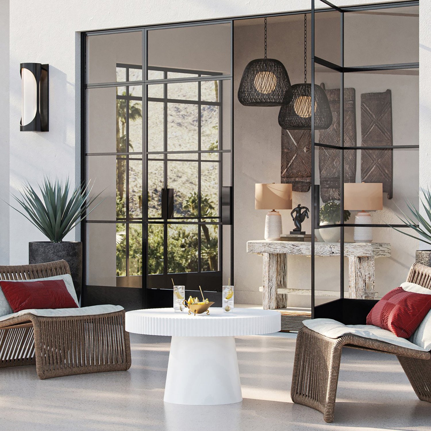 Currey & Co Harlow White Concrete Cocktail Table - Final Sale