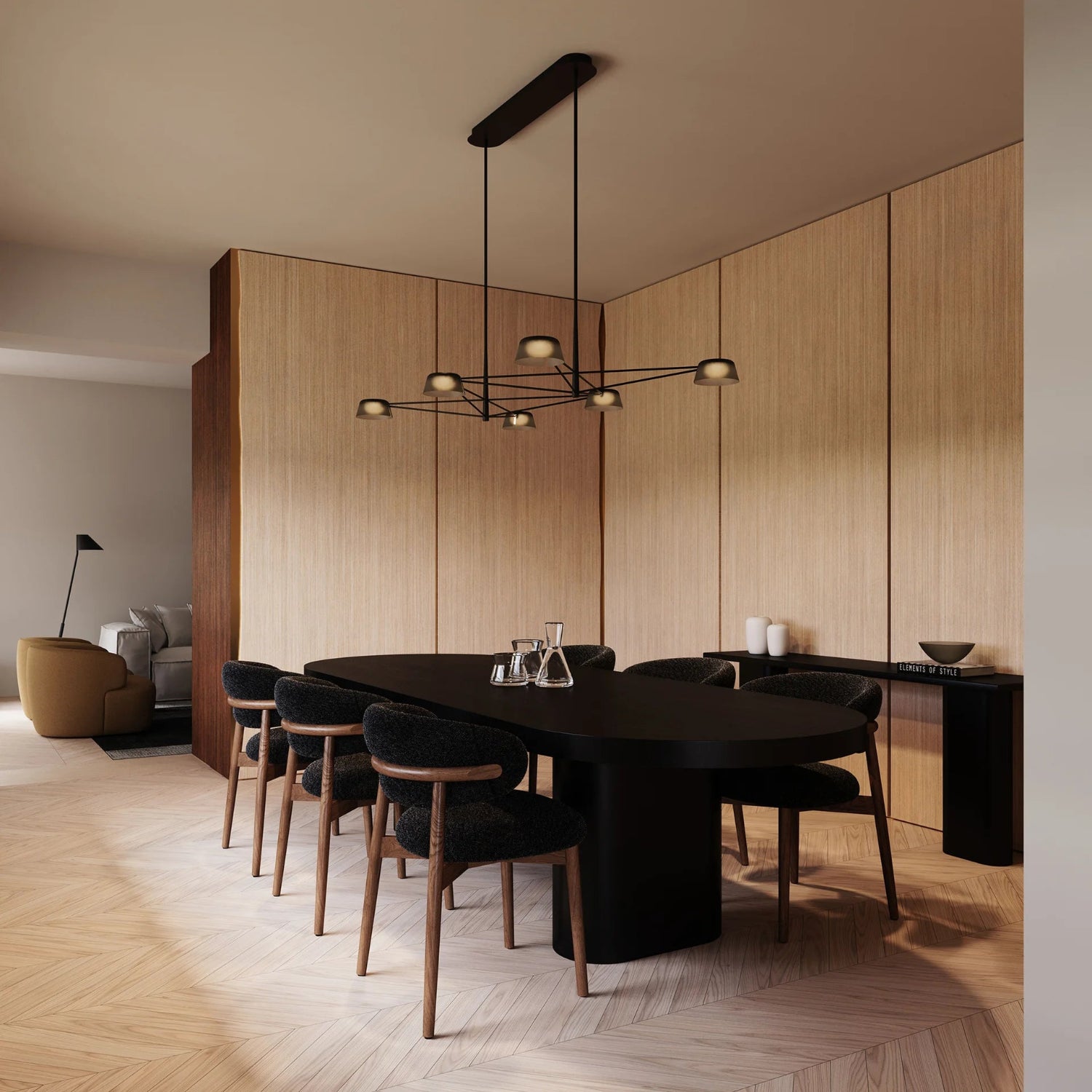 Sonneman Ray Satin Black 2036.25K Chandelier