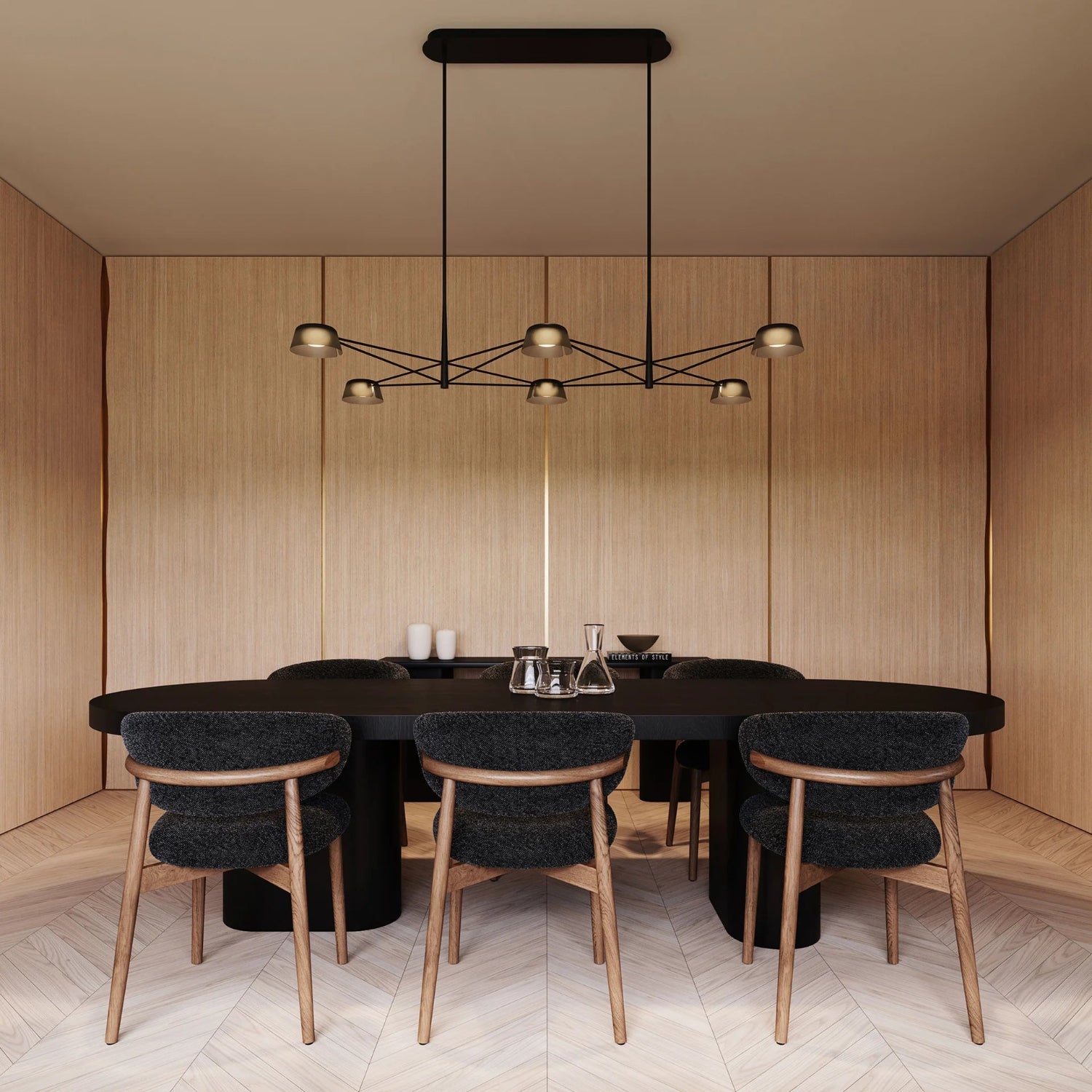 Sonneman Ray Satin Black 2036.25K Chandelier