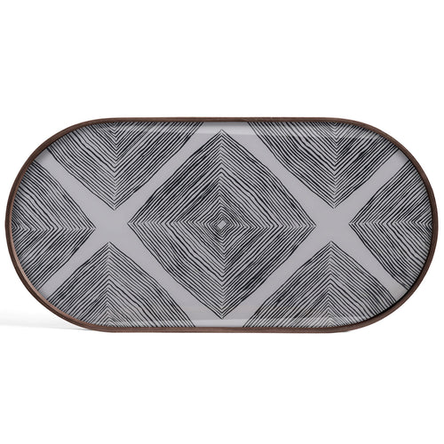 Ethnicraft Linear Squares Oval Glass Tray