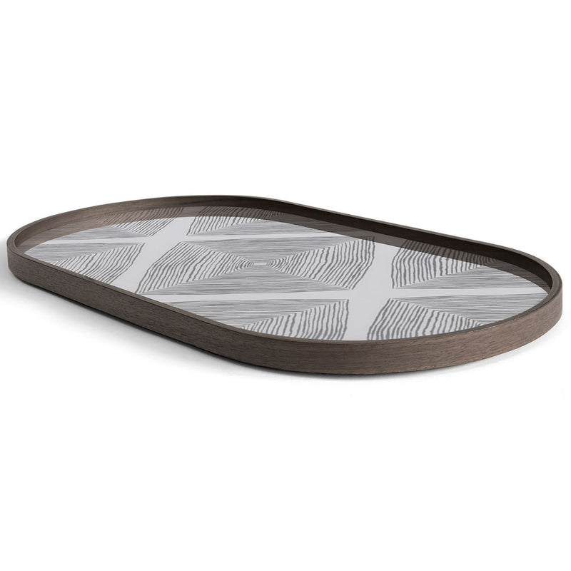 Ethnicraft Linear Squares Oval Glass Tray