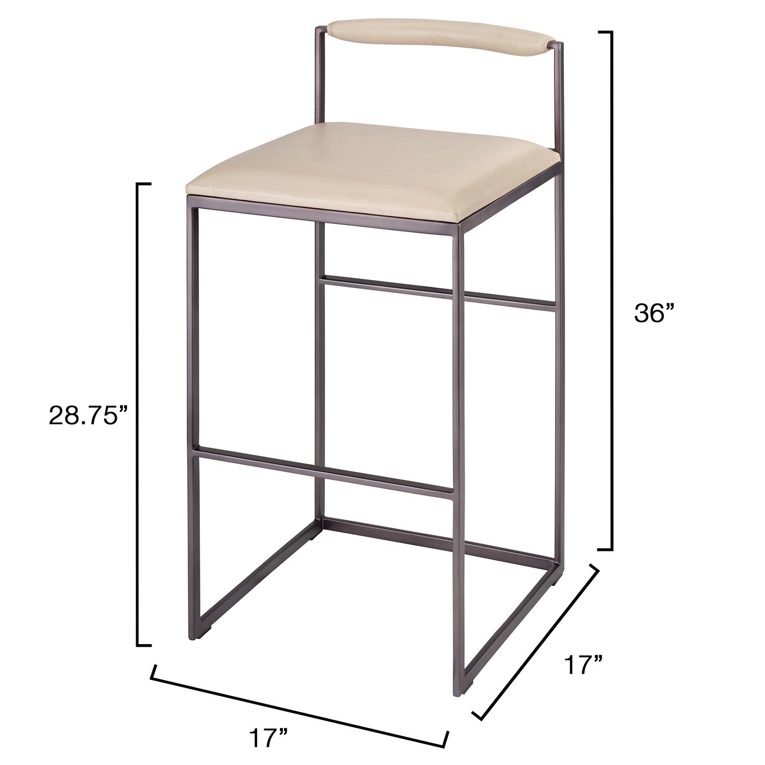 Jamie Young Bradbury Cream Leather Bar Stool