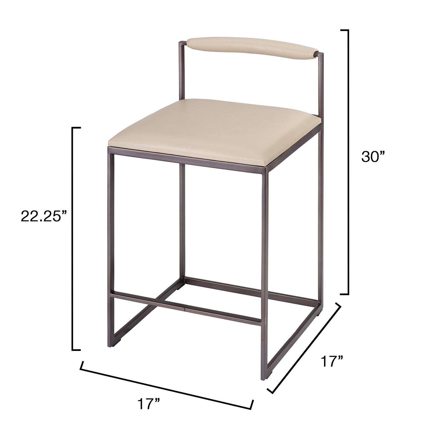 Jamie Young Bradbury Cream Leather Counter Stool