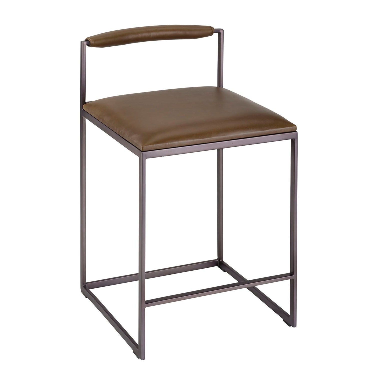 Jamie Young Bradbury Truffle Leather Counter Stool