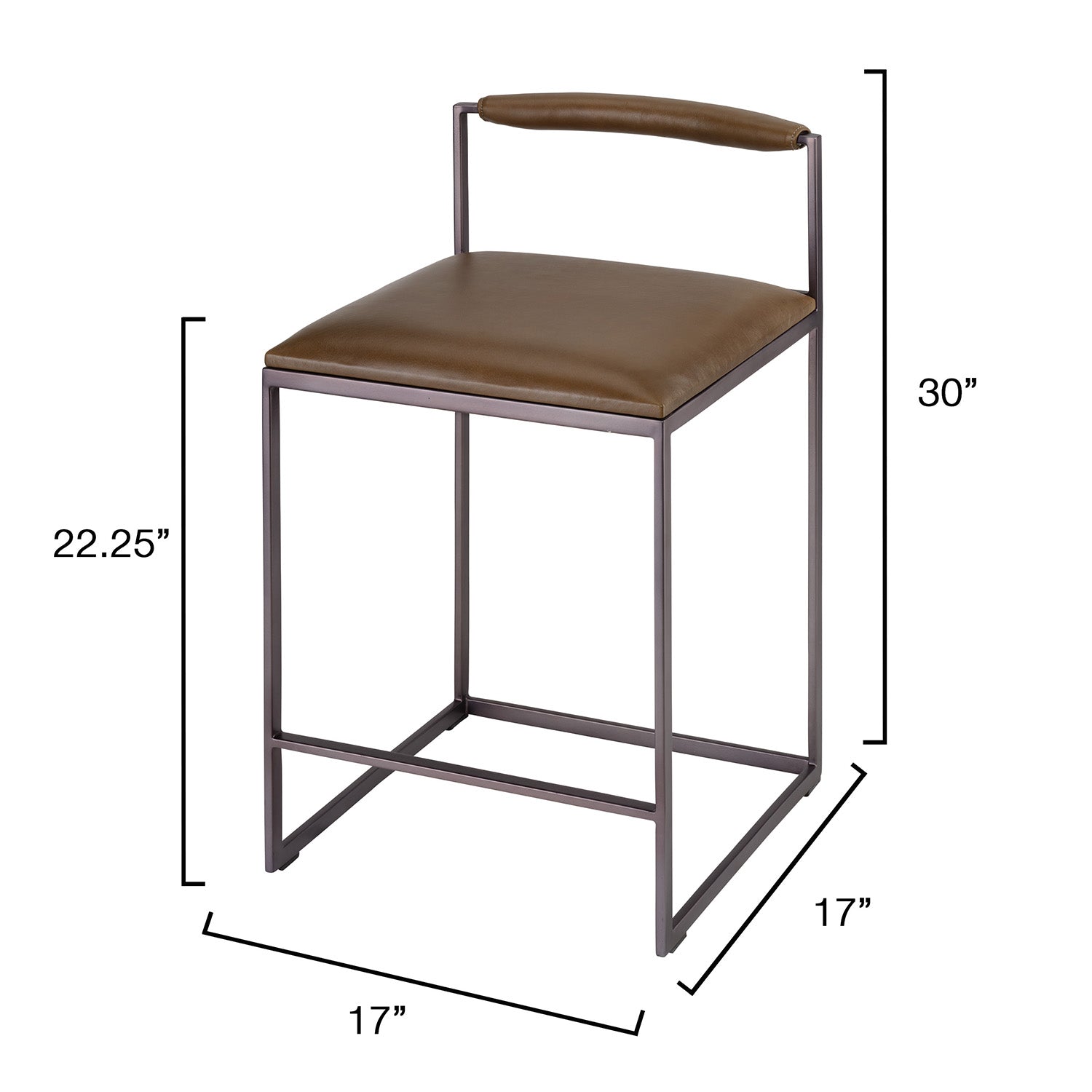 Jamie Young Bradbury Truffle Leather Counter Stool
