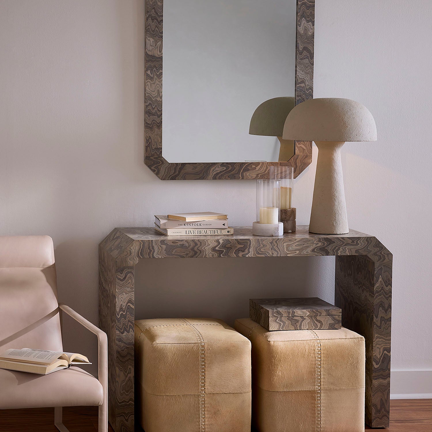 Jamie Young Grounded Sand Grey Veneer Console Table