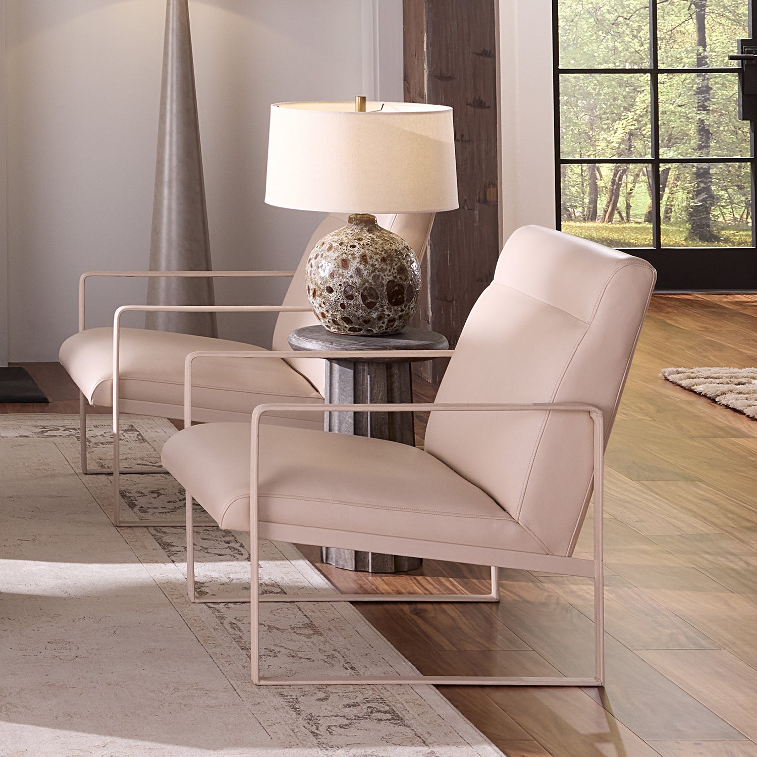 Jamie Young Hemingway Cream Leather Accent Chair