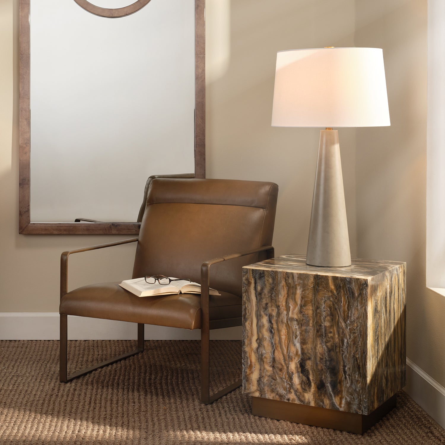 Jamie Young Hemingway Truffle Leather Accent Chair