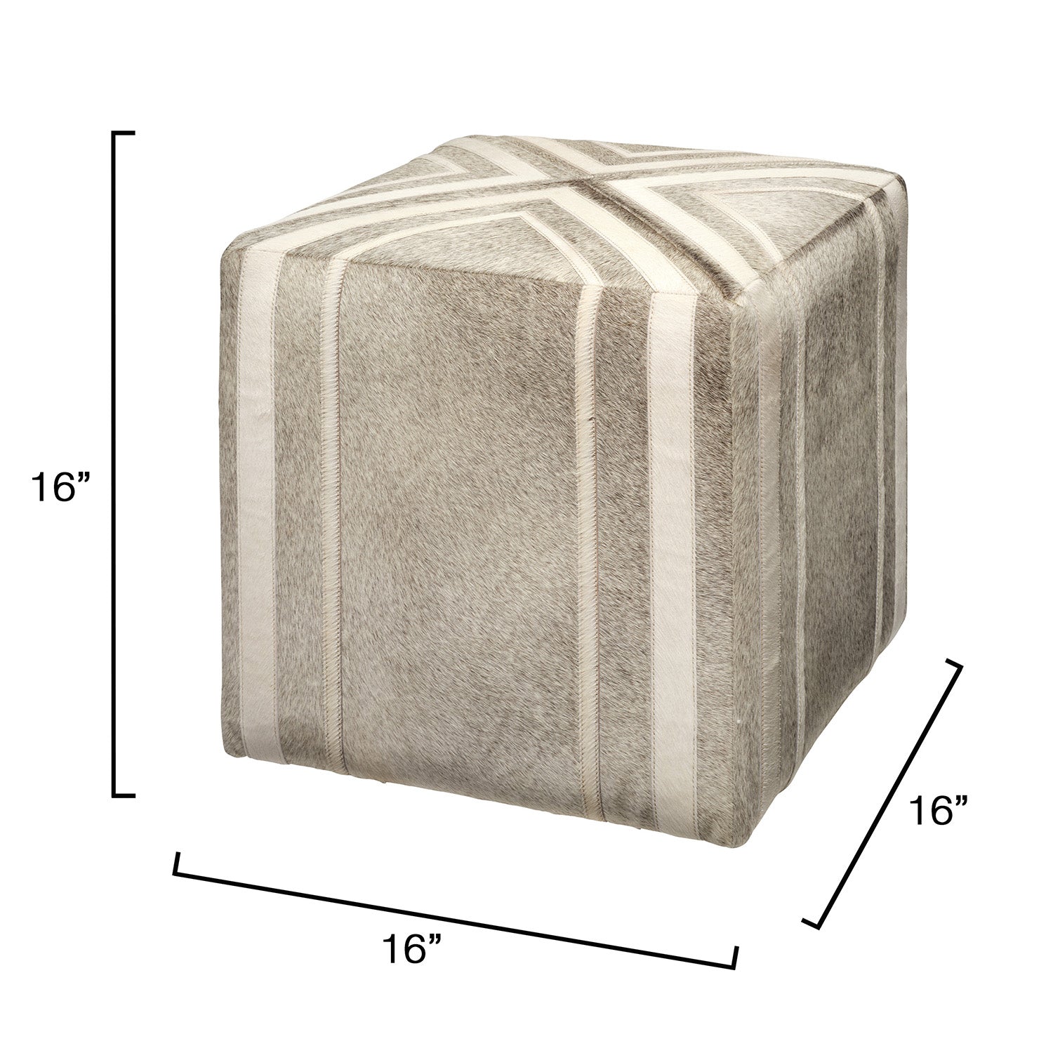 Jamie Young Nantucket Grey Hide Ottoman