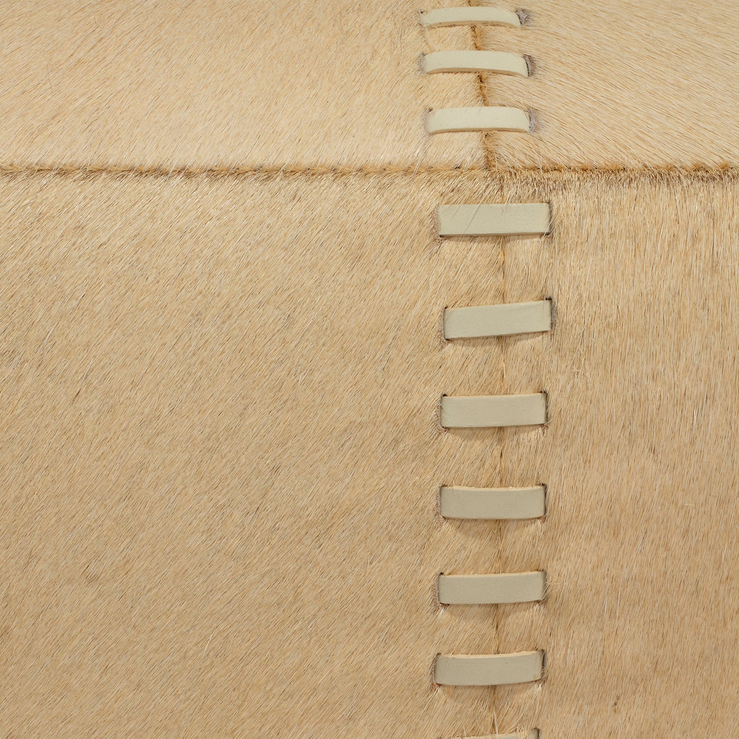 Jamie Young Small Cream Hide Ottoman