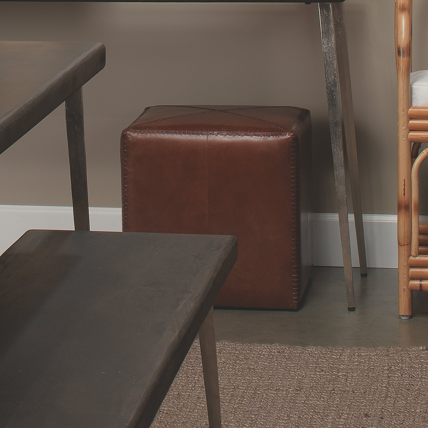 Jamie Young Leather Ottoman