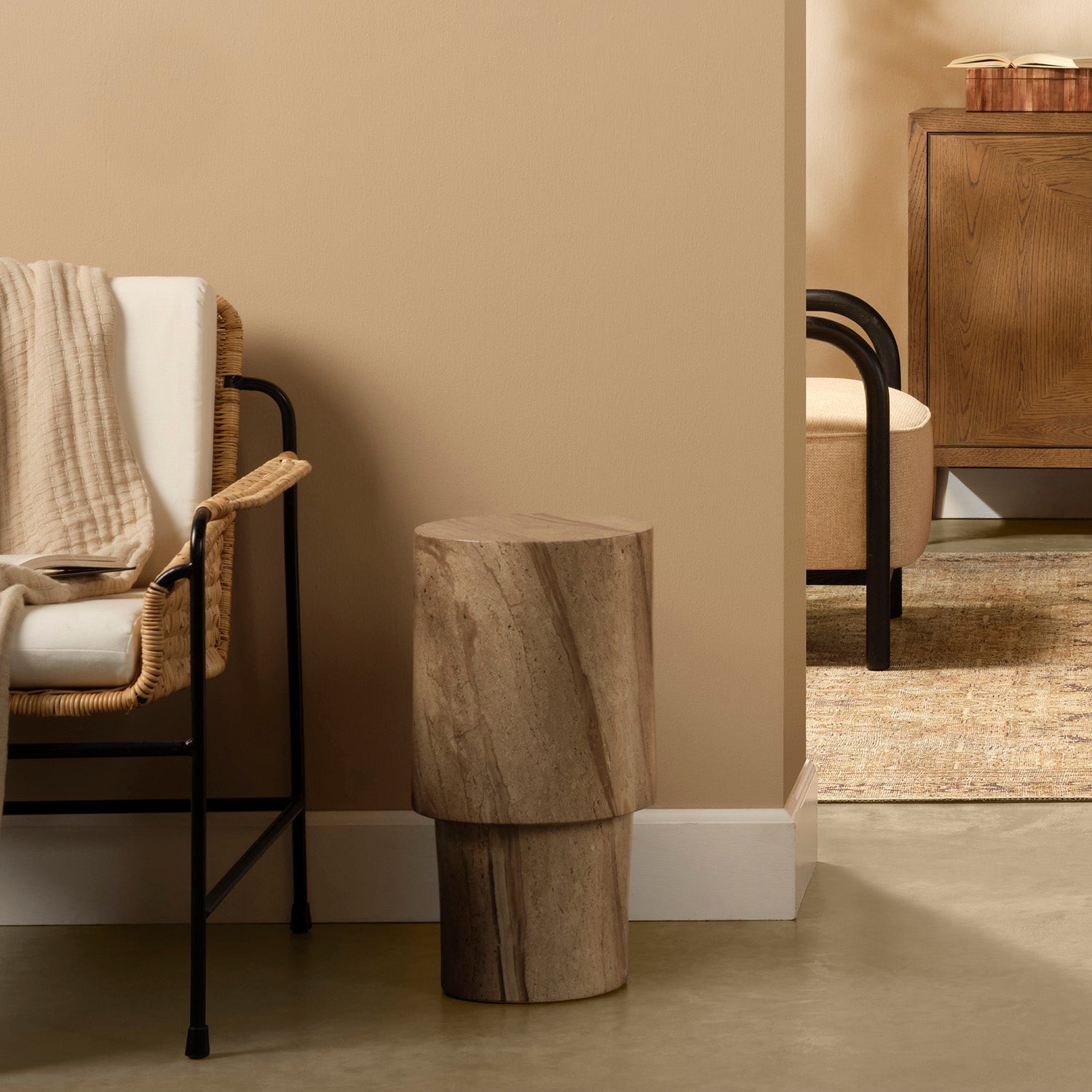 Jamie Young St Germain Marbled Beige Drink Table