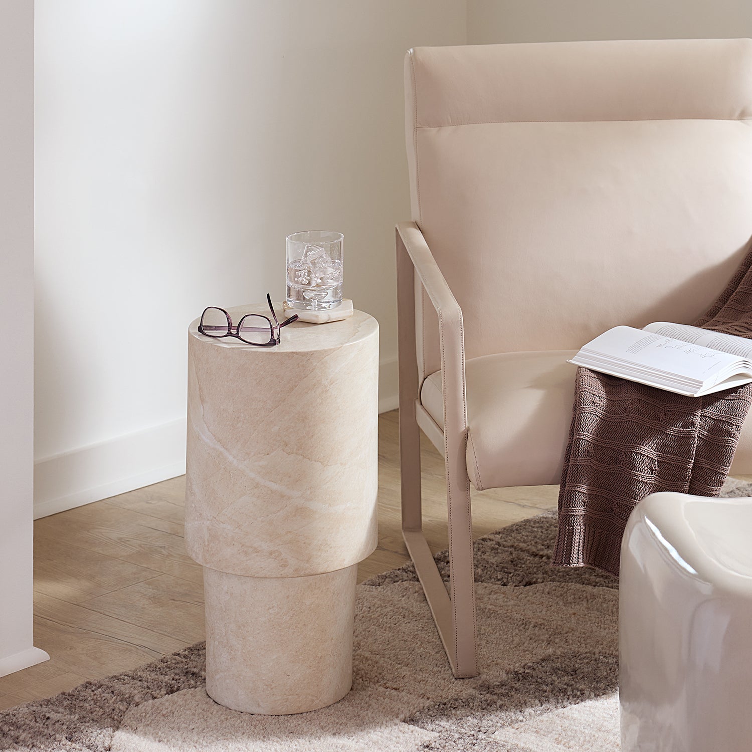 Jamie Young St Germain Marbled Cream Drink Table