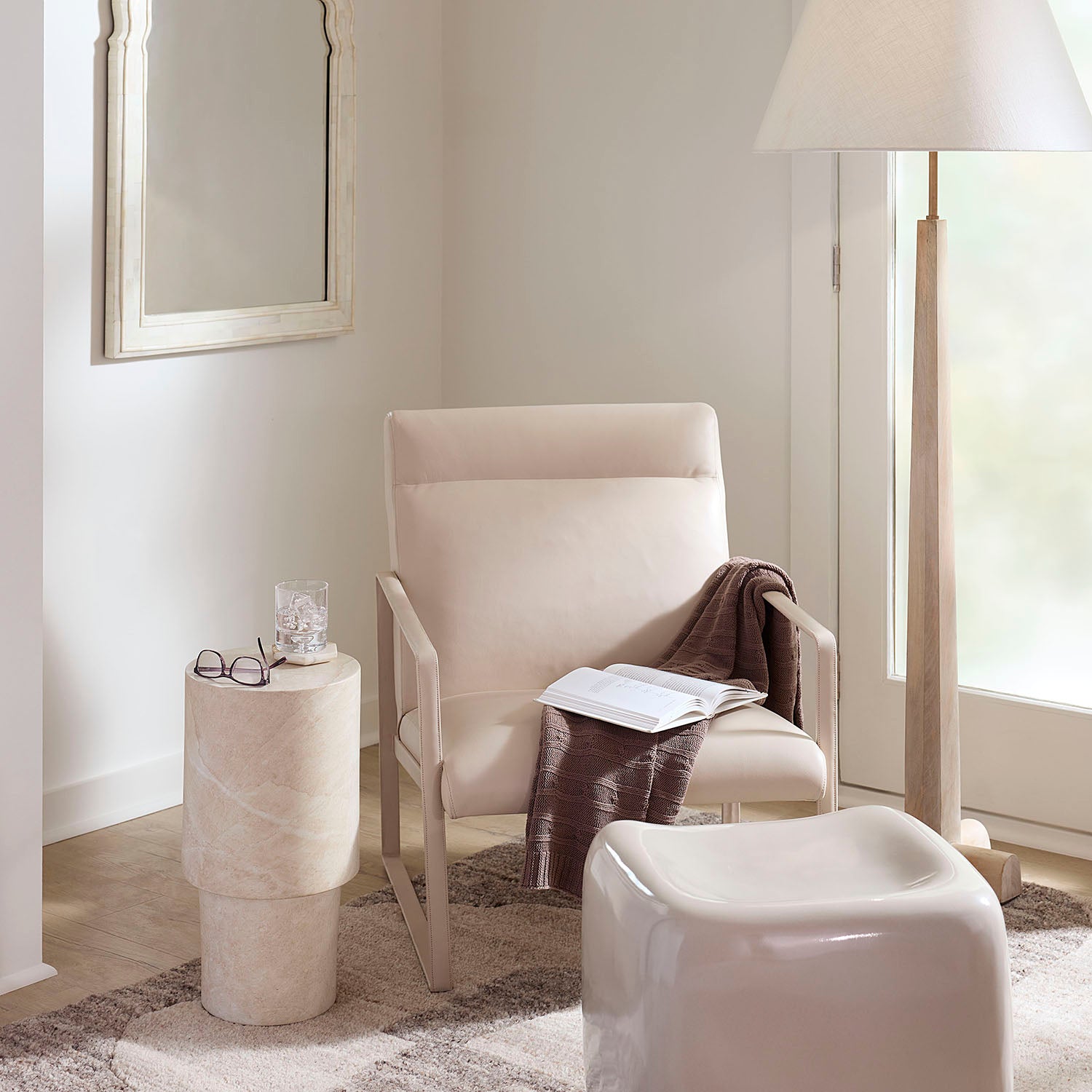 Jamie Young St Germain Marbled Cream Drink Table
