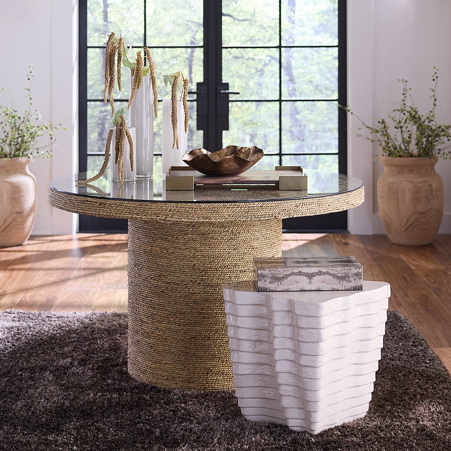 Jamie Young Strata Cream Side Table