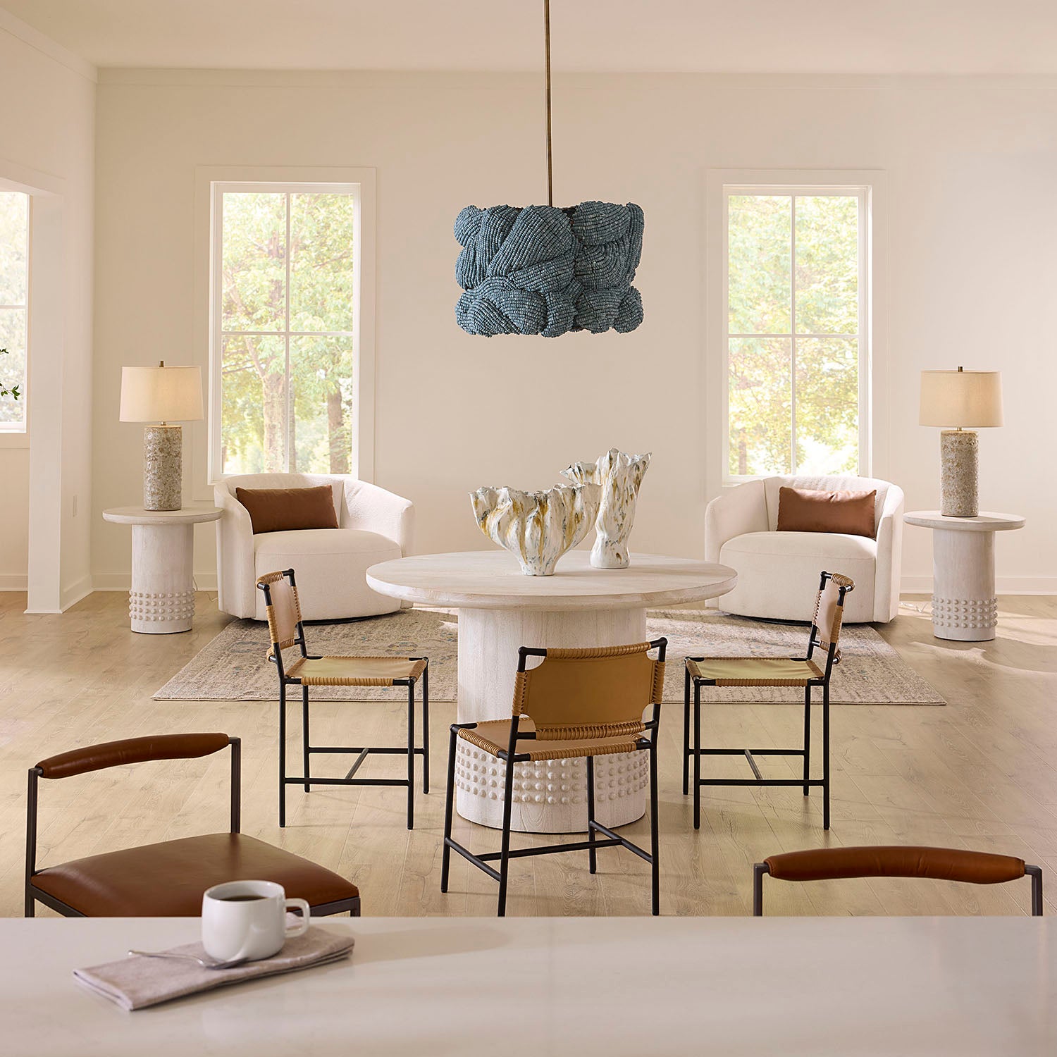 Jamie Young Studded White Washed Bistro Dining Table