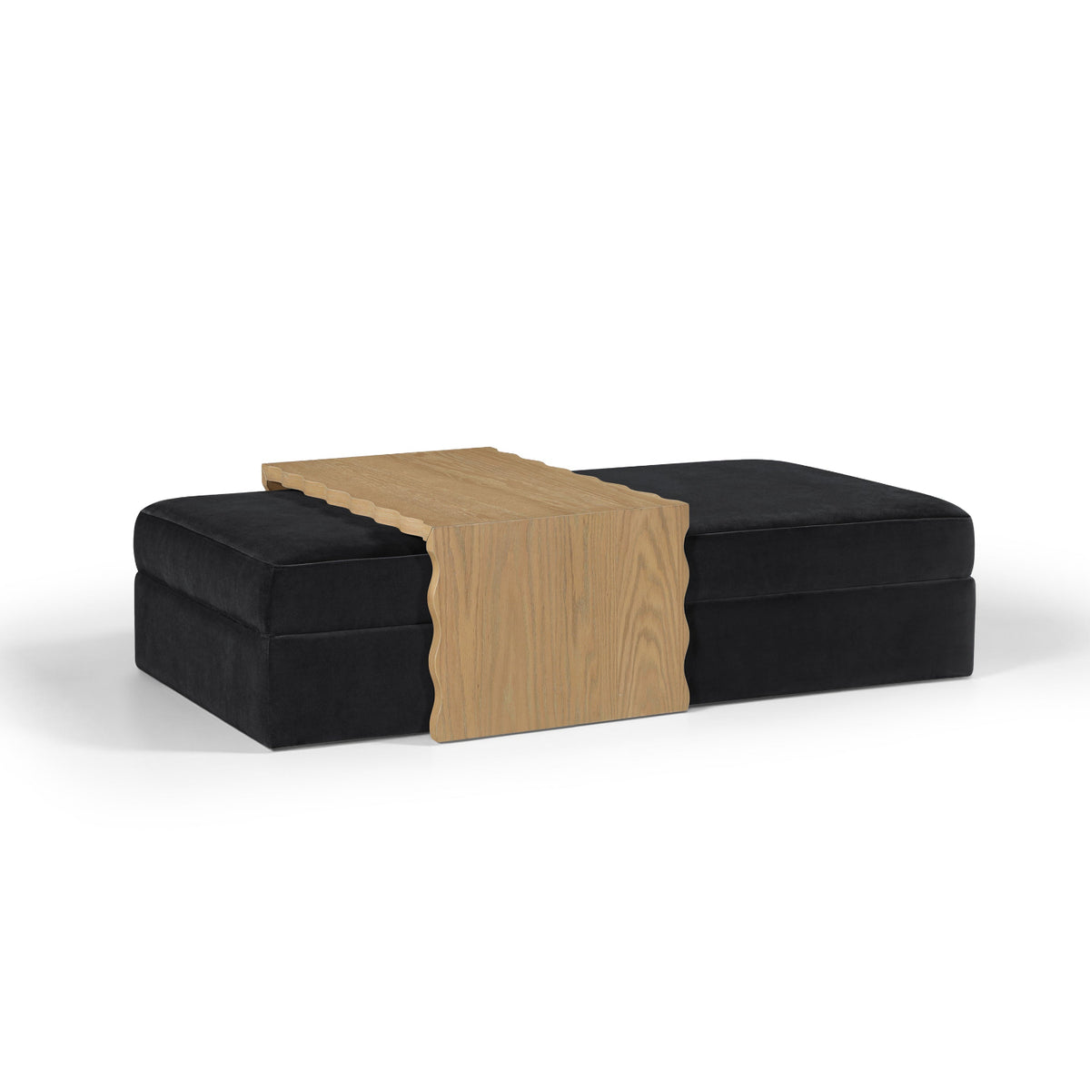 Woodra Black Velvet Upholstered Coffee Table/Ottoman in black velvet, primary product view