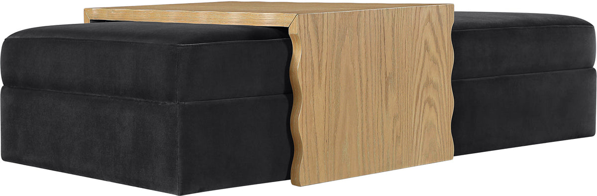 Woodra Black Velvet Upholstered Coffee Table/Ottoman