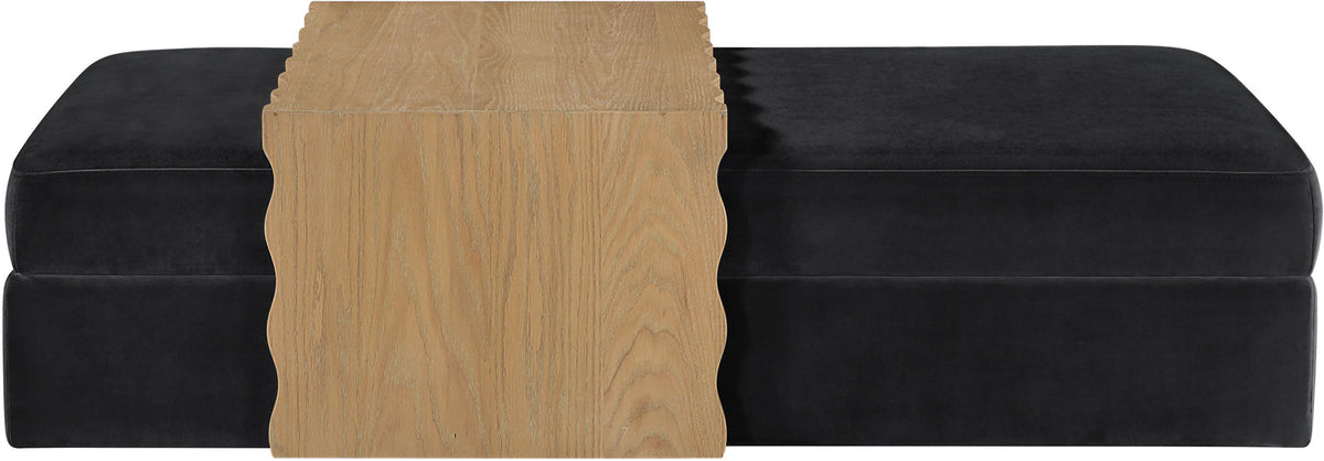 Woodra Black Velvet Upholstered Coffee Table/Ottoman
